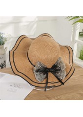 Striped Dark Camel Straw Visor Hat