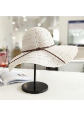 White Color Openwork Wide-brimmed Design Hat