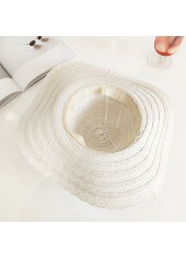 White Color Openwork Wide-brimmed Design Hat