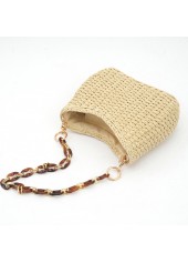 Light Camel Open Straw Crossbody Bag