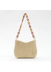 Light Camel Open Straw Crossbody Bag