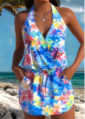 Marine Life Print Blue Tankini Set