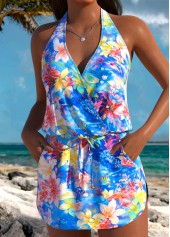 Marine Life Print Blue Tankini Set