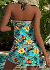 Mid Waisted Floral Print Multi Color Tankini Set