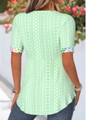 Ditsy Floral Print Green Fake Two Piece Twinset