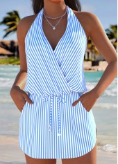 Striped Light Blue Tankini Set