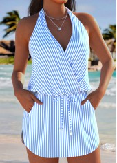 Striped Light Blue Tankini Set