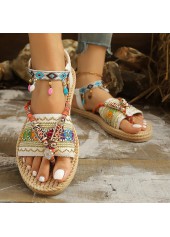 Light Camel Tribal Print Toe Post Falt