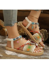 Light Camel Tribal Print Toe Post Falt