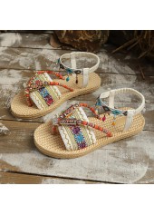 Light Camel Tribal Print Toe Post Falt