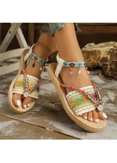Light Camel Tribal Print Toe Post Falt