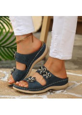 Navy Color Round Toe Falt Sandals