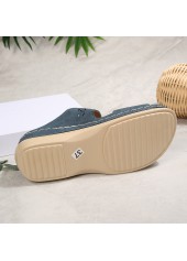 Navy Color Round Toe Falt Sandals
