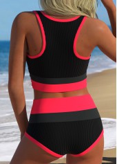 High Waisted Layered Black Bikini Set