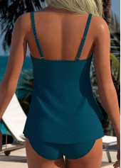 Mid Waisted Layered Peacock Blue Tankini Set