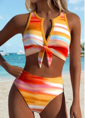 Mid Waisted Ombre Bowknot Multi Color Bikini Set