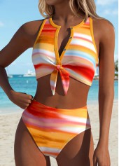 Mid Waisted Ombre Bowknot Multi Color Bikini Set