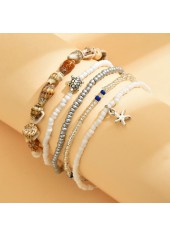 Golden Round Alloy Starfish Beaded Anklets