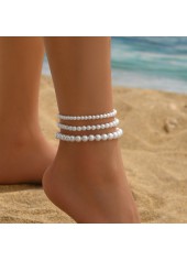 White Color Round Pearl Detail Anklets