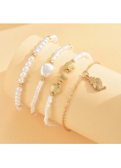 Golden Shell Alloy Beaded Anklet Set