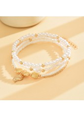 Golden Shell Alloy Beaded Anklet Set