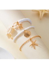 Golden Shell Starfish Alloy Anklet Set