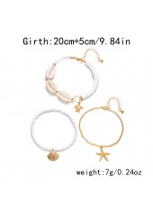 Golden Shell Starfish Alloy Anklet Set