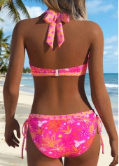 Mid Waisted Random Floral Print Patchwork Bikini Set