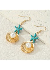 Golden Round Shell Pearl Alloy Earrings