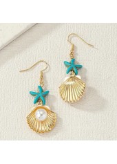 Golden Round Shell Pearl Alloy Earrings