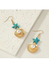 Golden Round Shell Pearl Alloy Earrings