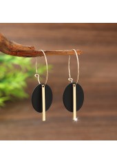 Black Color Round Alloy Detail Earrings