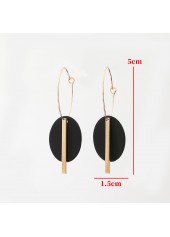 Black Color Round Alloy Detail Earrings