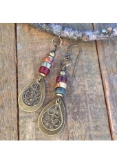 Silver Color Round Alloy Detail Earrings