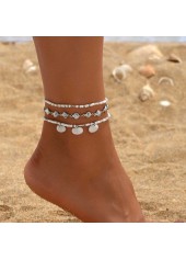 White Round Shell Alloy Beaded Anklets