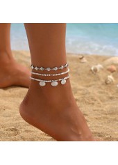 White Round Shell Alloy Beaded Anklets