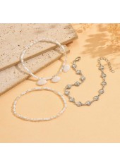 White Round Shell Alloy Beaded Anklets