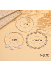 White Round Shell Alloy Beaded Anklets