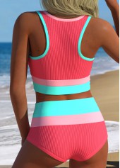 Coral High Waisted Scoop Neck Bikini Set