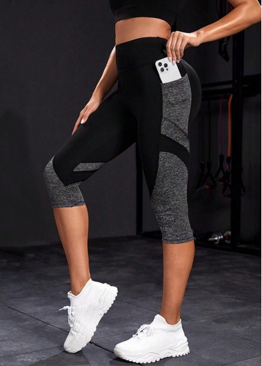 Black Skinny Elastic Waist High Waisted Sports Bottom