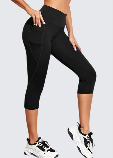 Stretch Black Skinny Elastic Waist High Waisted Sports Bottom