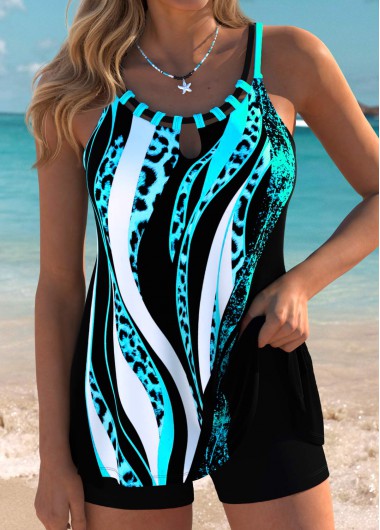 Leopard Tummy Coverage Green Tankini Top Leopard Tummy Coverage Green Tankini Top