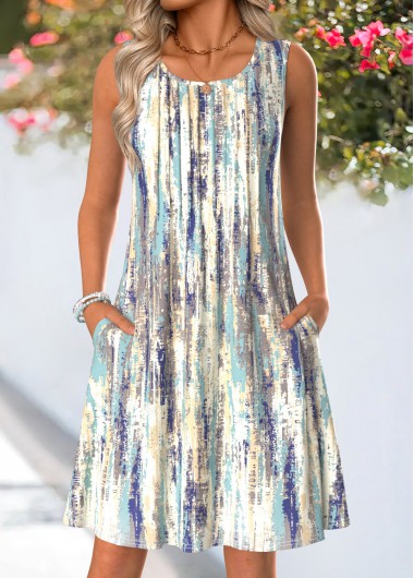 Tuck Stitch Grey Short Sleeveless Round Neck Dress Tuck Stitch Grey Short Sleeveless Round Neck Dress
