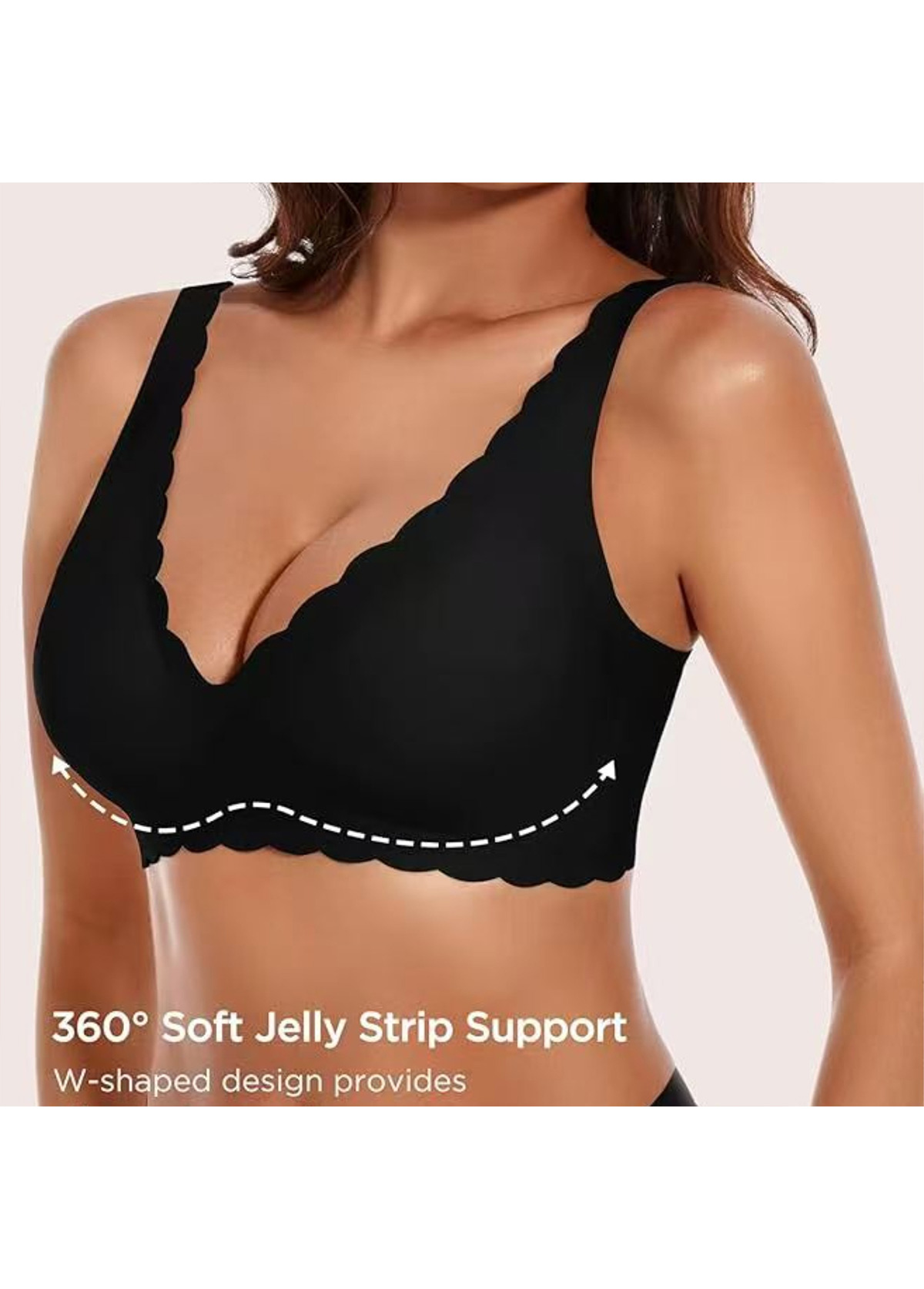 Black Color Push-up V Neck Bra