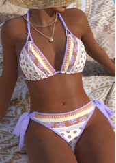 Low Waisted African Tribal Print Light Purple Bikini Set