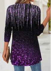 Ombre Tummy Coverage Purple Long Sleeve Lightweight Cardigan