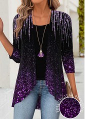 Ombre Tummy Coverage Purple Long Sleeve Lightweight Cardigan