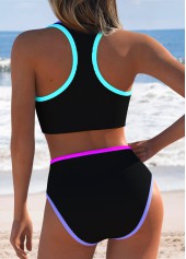 Mid Waisted Pull On Black Bikini Set