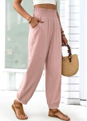Pink Jogger Elastic Waist High Waisted Pants