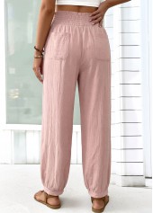 Pink Jogger Elastic Waist High Waisted Pants